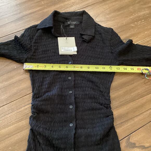 ALLSAINTS Connie Long Sleeve Midi Dress All Saints button down black 2 NWT - Picture 6 of 10